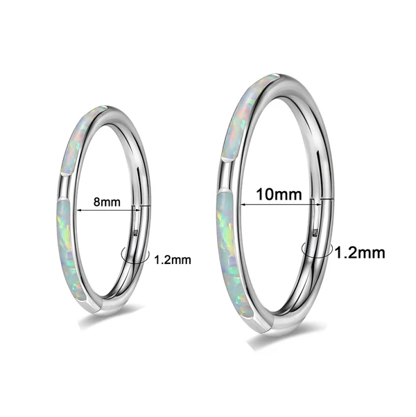 16G Titanium Nose Ring, Opal Clicker Hoop, Cartilage Piercing Jewelry, Helix Conch Ring, ZMJN520