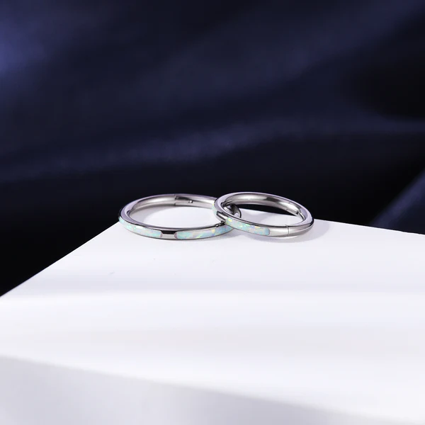 16G Titanium Nose Ring, Opal Clicker Hoop, Cartilage Piercing Jewelry, Helix Conch Ring, ZMJN520