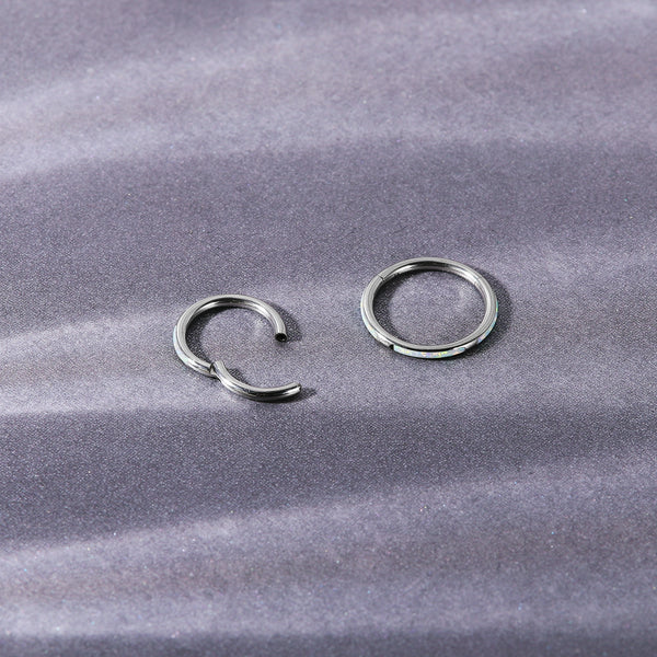 16G Titanium Nose Ring, Opal Clicker Hoop, Cartilage Piercing Jewelry, Helix Conch Ring, ZMJN520