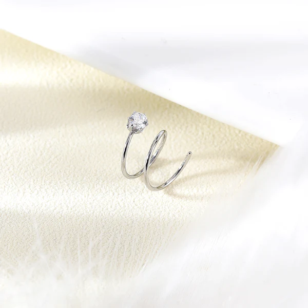 20G Nose Ring, Six Claw Zircon Nose Stud, Double Spiral Piercing, Stainless Steel Nostril Jewelry, ZMJN046