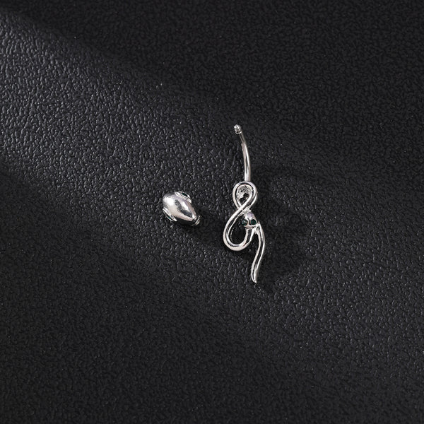 14G Belly Button Ring, Snake Navel Ring, Green Zircon Belly Ring, Eye Piercing Jewelry, ZMJP048