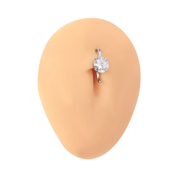 14G Belly Button Ring, Hook Navel Ring, Cubic Zirconia Belly Ring, Belly Piercing Jewelry, ZMJP165