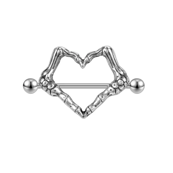 14G Nipple Ring, Heart Nipple Jewelry, Stainless Steel Barbell, Nipple Piercing Jewelry, ZMJK401
