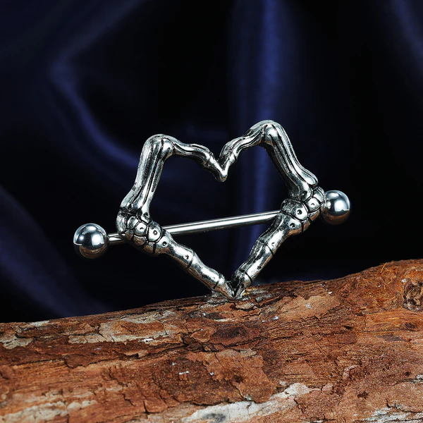 14G Nipple Ring, Heart Nipple Jewelry, Stainless Steel Barbell, Nipple Piercing Jewelry, ZMJK401