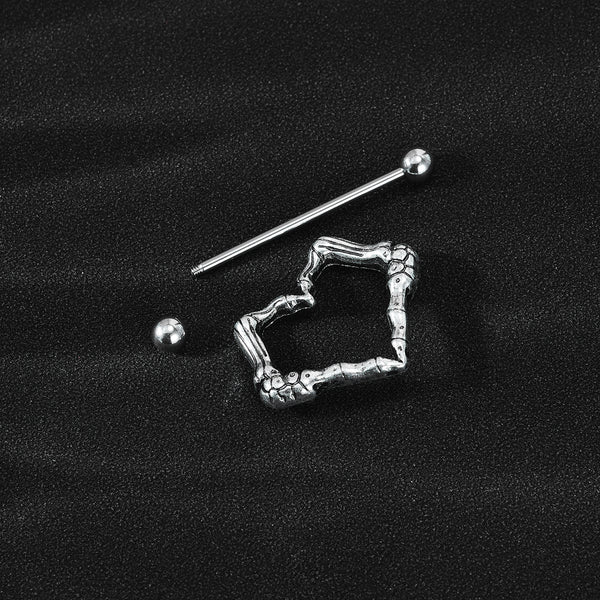 14G Nipple Ring, Heart Nipple Jewelry, Stainless Steel Barbell, Nipple Piercing Jewelry, ZMJK401