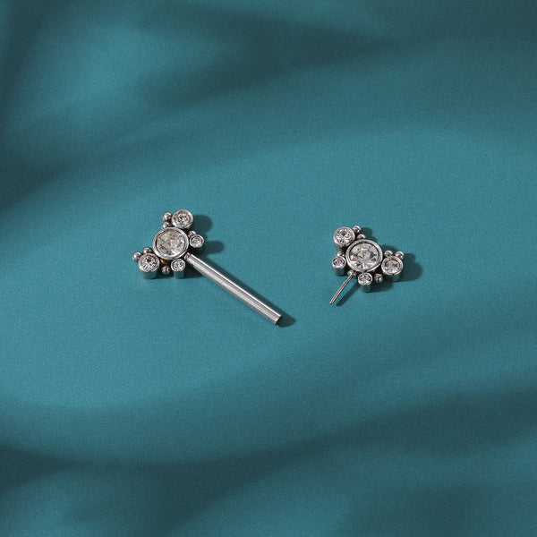 14G Nipple Ring, CZ Crystal Nipple Jewelry, Plug-in Nipple Piercing, Stainless Steel Barbell, ZMJK056