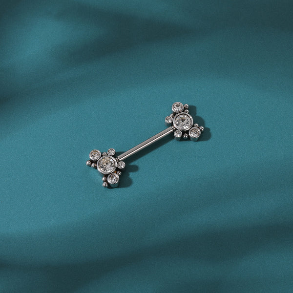 14G Nipple Ring, CZ Crystal Nipple Jewelry, Plug-in Nipple Piercing, Stainless Steel Barbell, ZMJK056