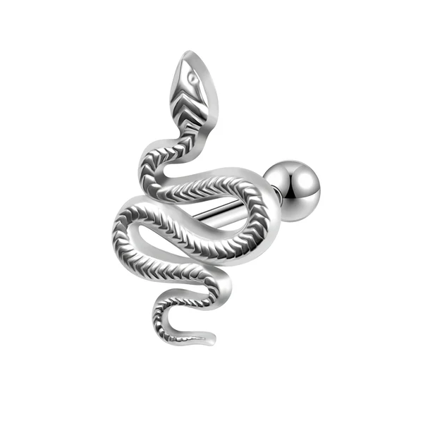 14G Tongue Ring, Snake Tongue Barbell, Threaded Tongue Piercing, Tongue Jewelry, ZMJT089