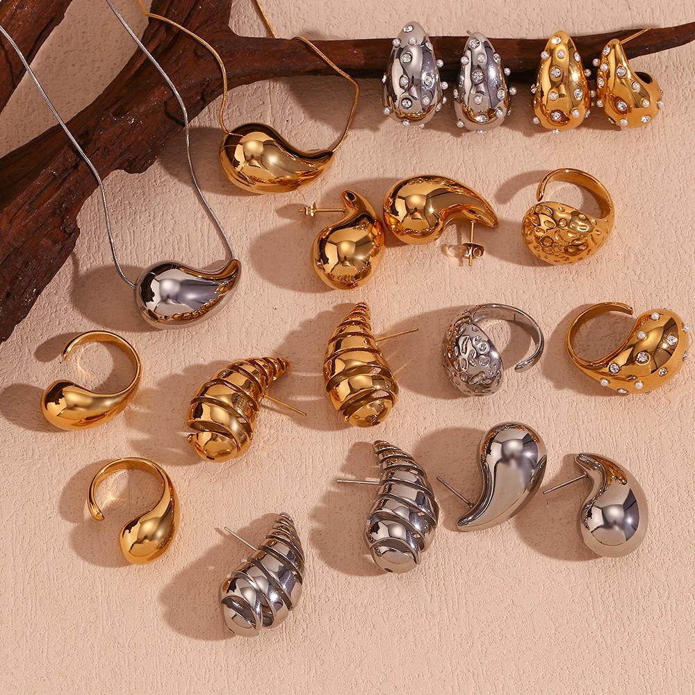 18K Gold Plated Earrings, Avant-garde Earrings, Stainless Steel Jewelry, Fashion Statement Earrings, ZMJE011