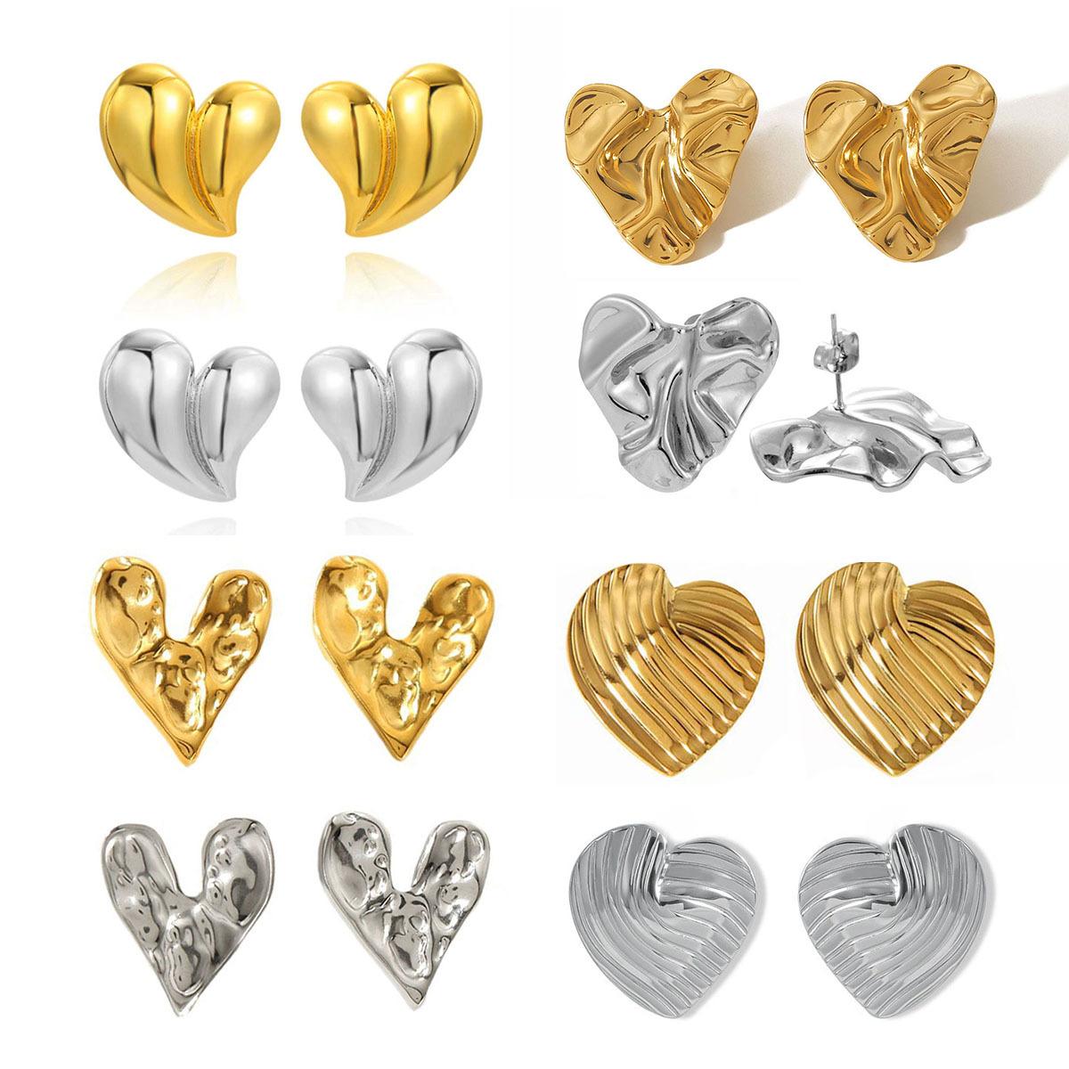 18K Gold Plated Earrings, Heart-shaped Earrings, Stainless Steel Jewelry, Romantic Jewelry, ZMJE089