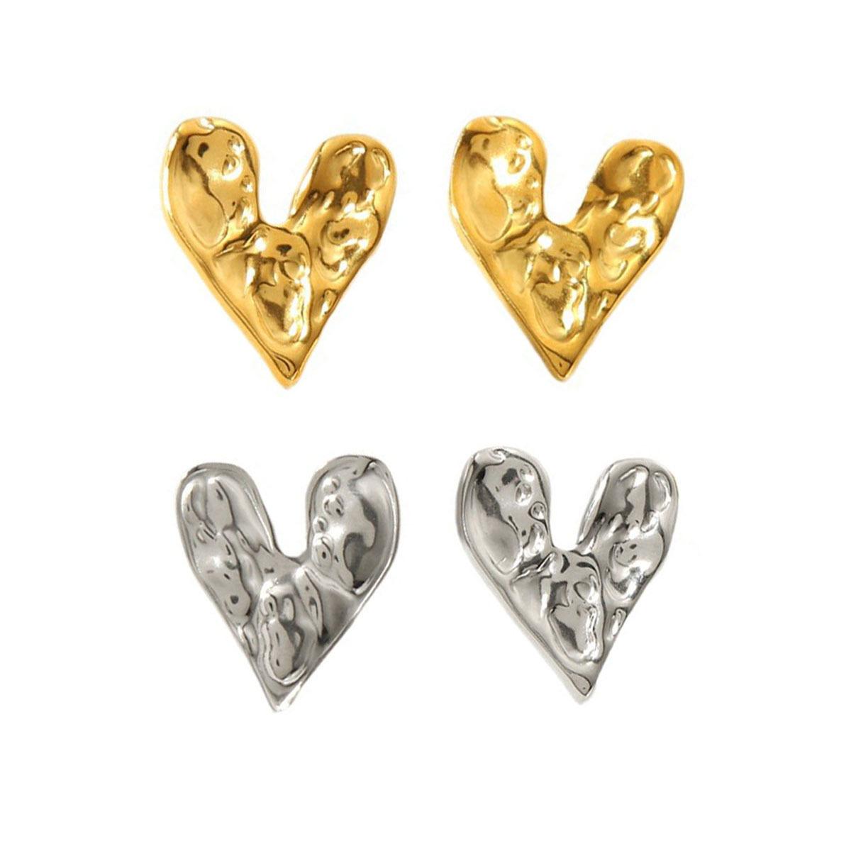 18K Gold Plated Earrings, Heart-shaped Earrings, Stainless Steel Jewelry, Romantic Jewelry, ZMJE089