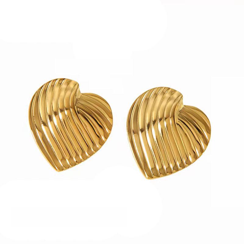 18K Gold Plated Earrings, Heart-shaped Earrings, Stainless Steel Jewelry, Romantic Jewelry, ZMJE089