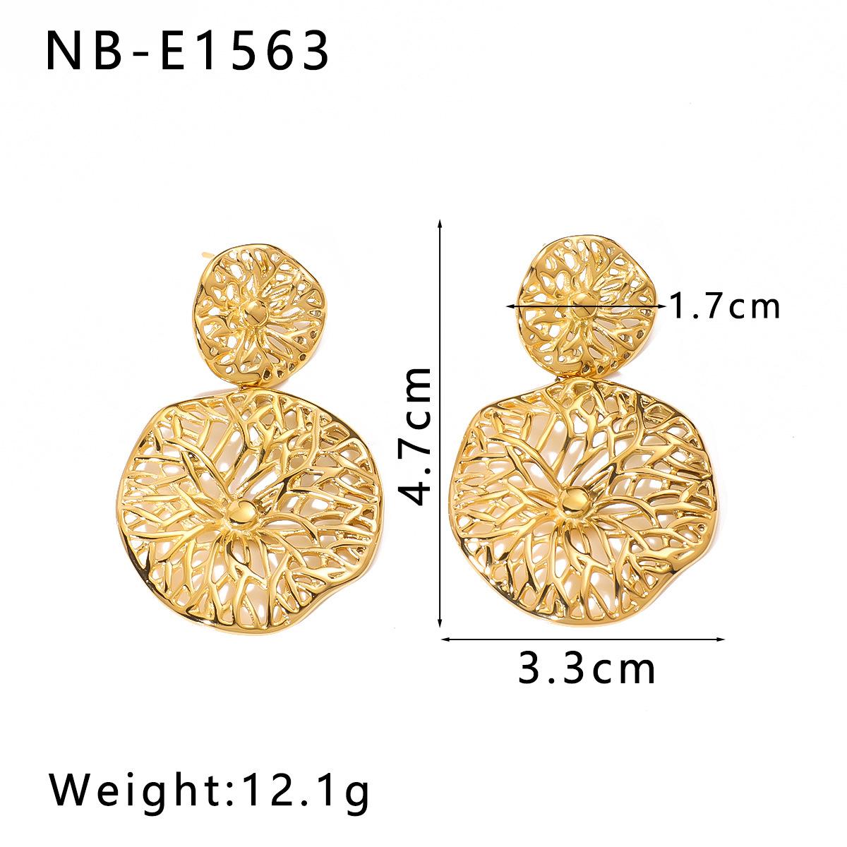 18K Gold Plated Earrings, Double Layer Earrings, Irregular Round Earrings, Stainless Steel Jewelry, ZMJE066
