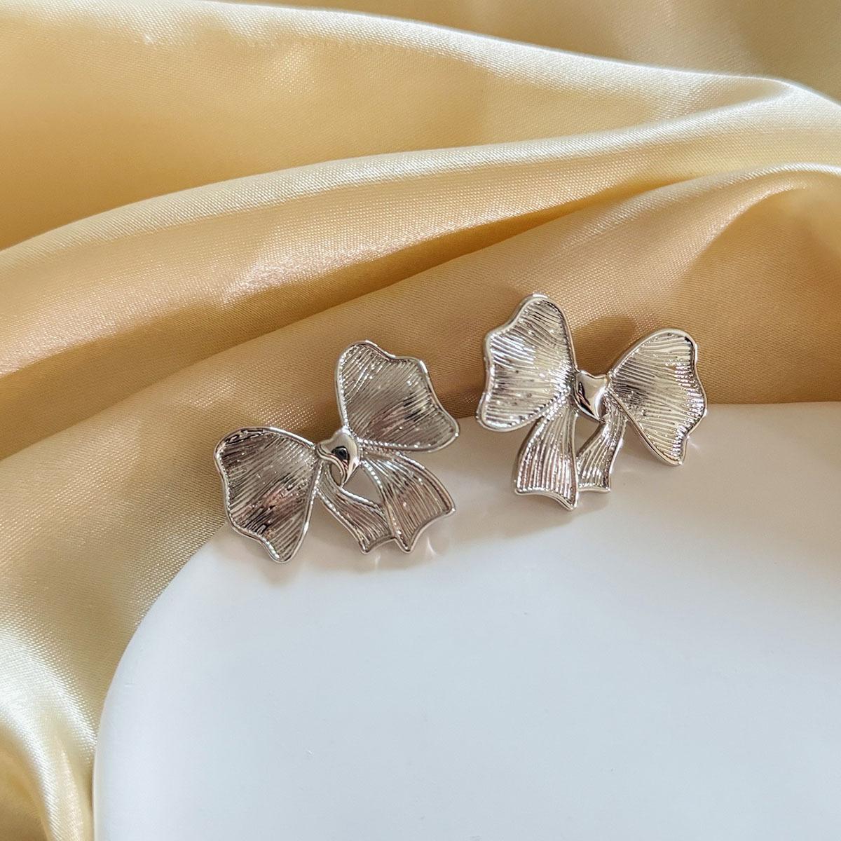 18K Gold Plated Earrings, Bow Earrings, Stainless Steel Jewelry, Cute Earrings, ZMJE045