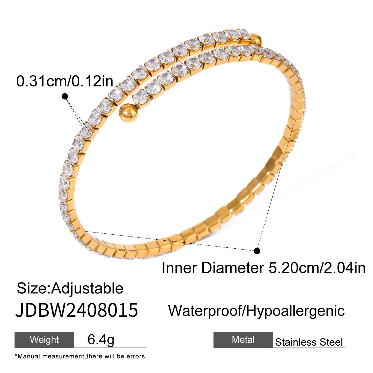 18K Gold Plated Bracelet, Premium Zircon Bracelet, Stainless Steel Jewelry, Luxury Fashion Bracelet, ZMJB095