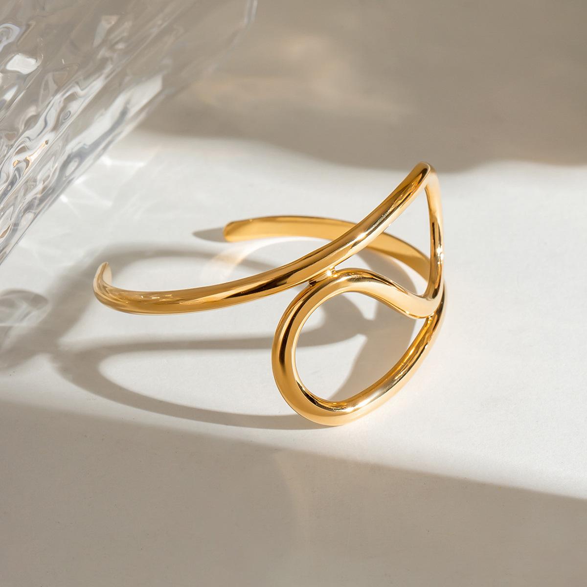 18K Gold Plated Bracelet, Irregular Shape Bracelet, Stainless Steel Jewelry, Unique Design Bracelet, ZMJB039