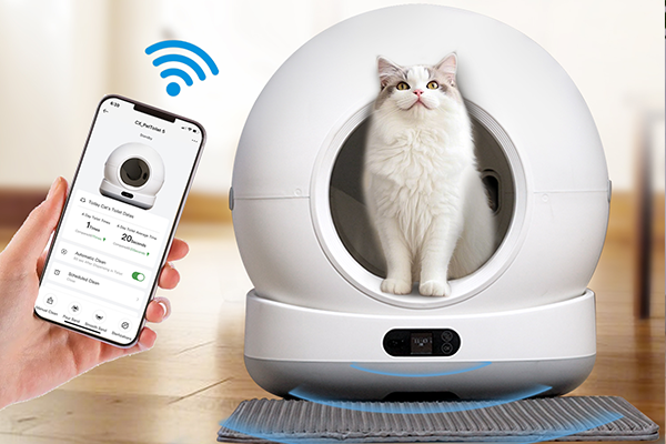 Step-by-step setup process of Tikpaws Smart Litter Box showing all components