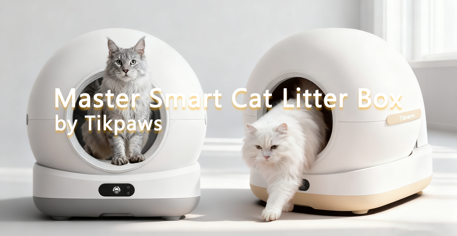Tikpaws CB Series smart litter boxes - front view with cleaning mechanism