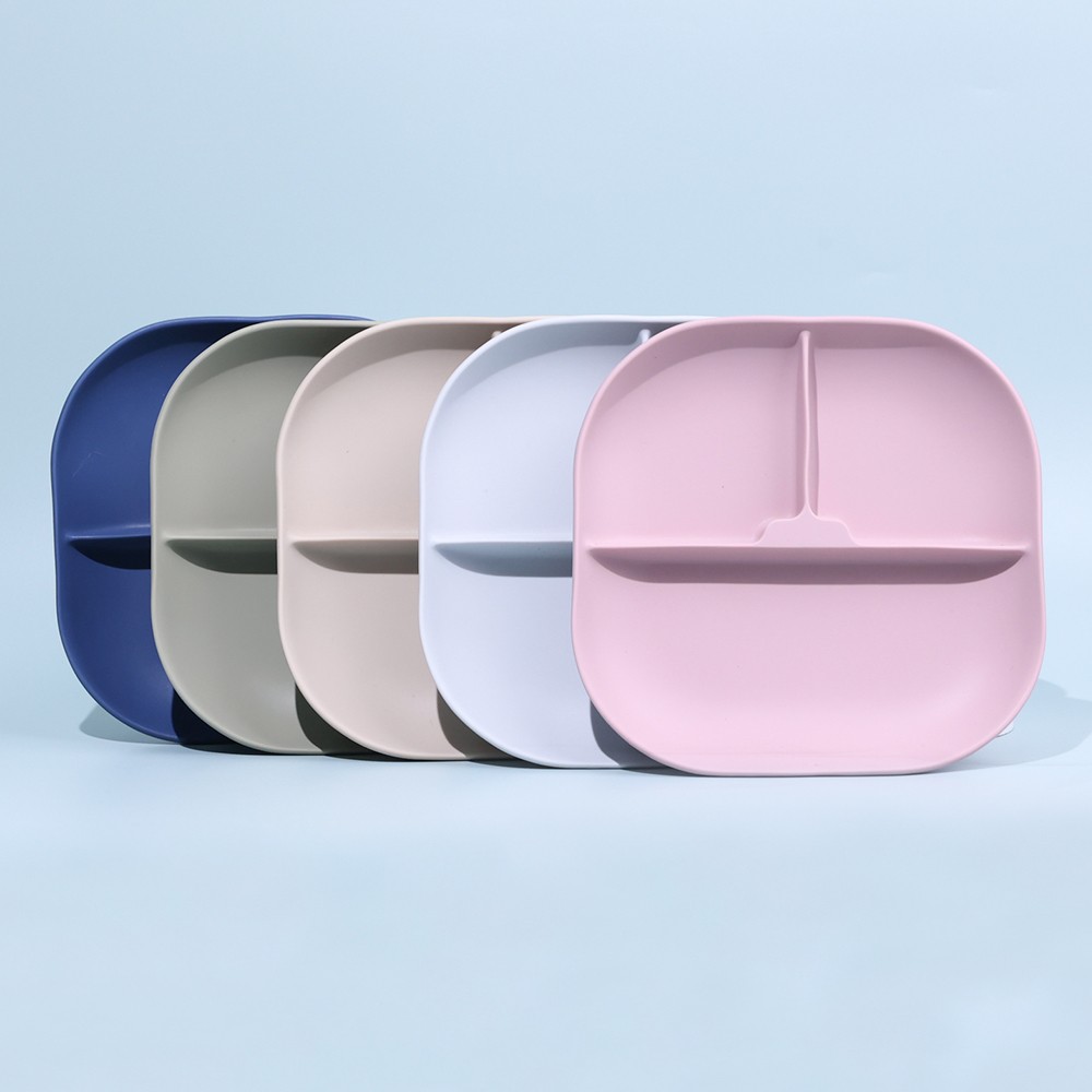 Silicone Square Plates with 3 Compartment