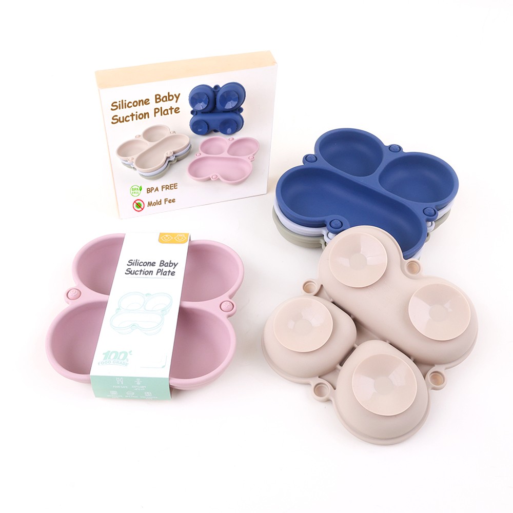 Silicone Butterfly Shape Plates with 4 Suction Cups