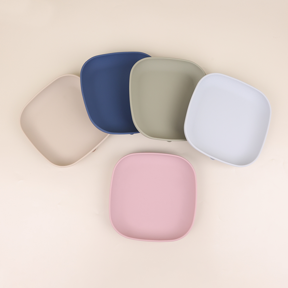 Silicone Square Shape Plate With Suction