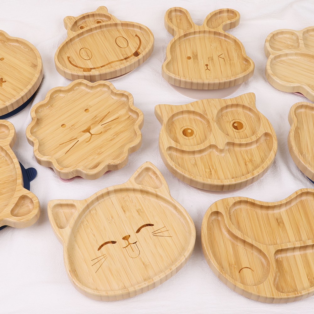 Bamboo Plates with Silicone Suction