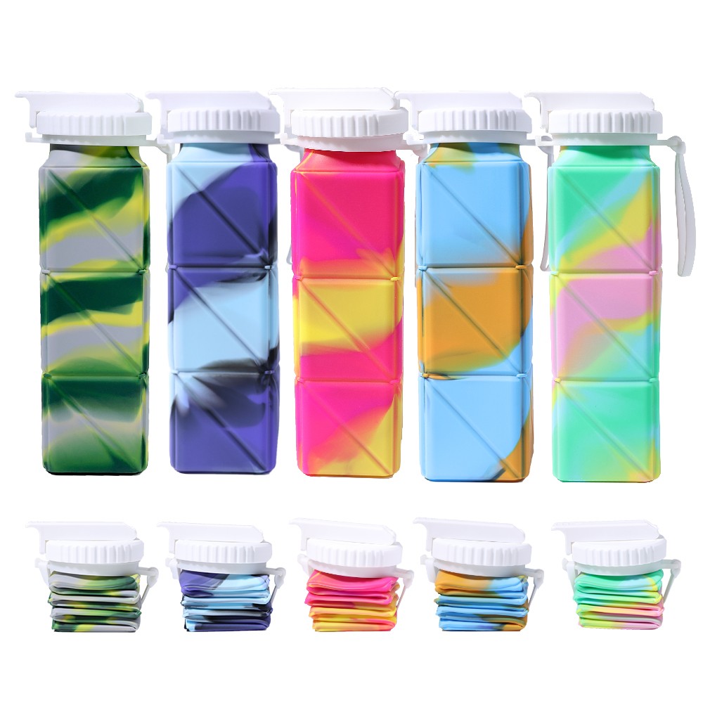 Silicone foldable bottle with mixed color