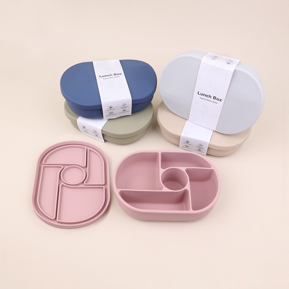 1200ml Silicone Bento Box With 5 Compartments