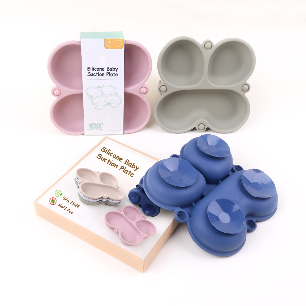 Silicone Butterfly Shape Plates with 4 Suction Cups