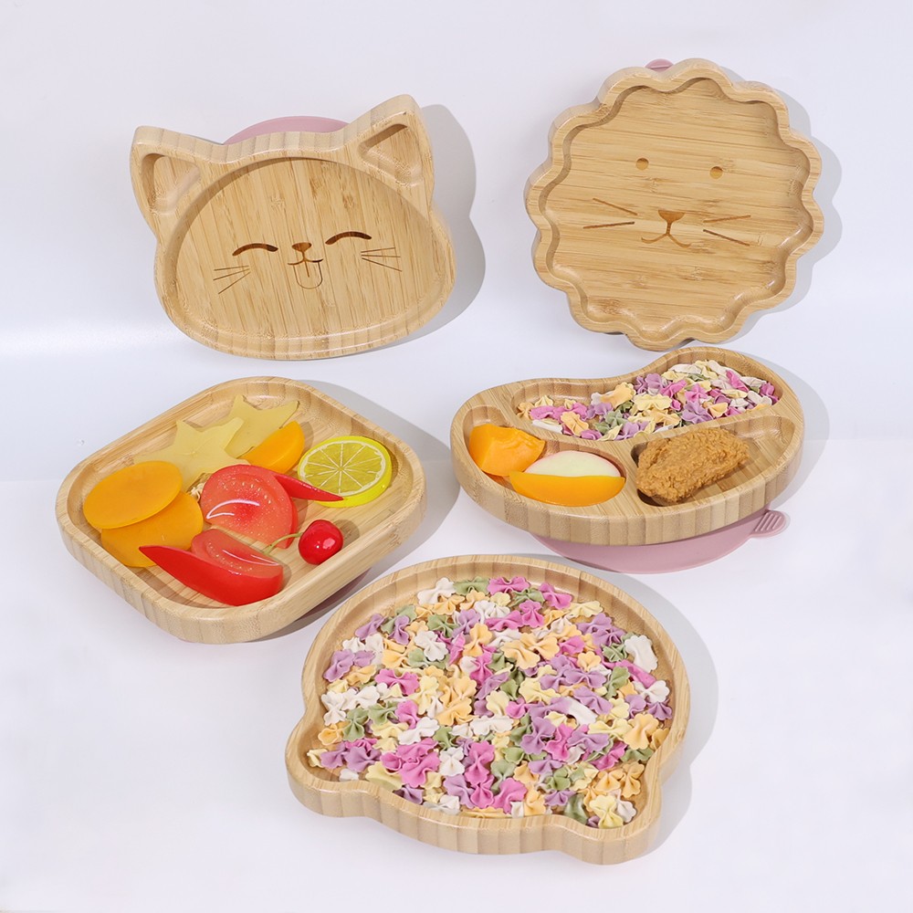 Bamboo Plates with Silicone Suction