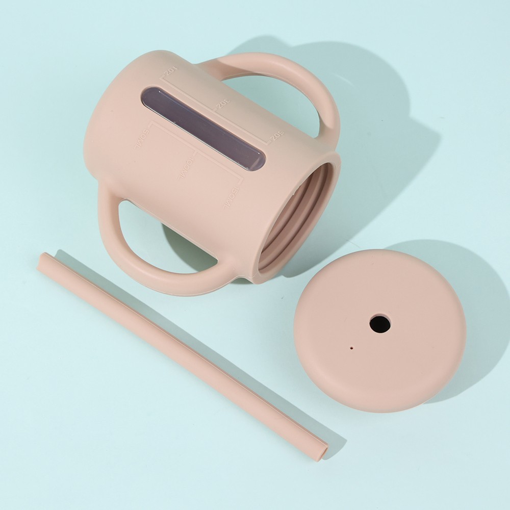 Silicone Baby Sippy Cup with Spill Proof Straw&Lid 