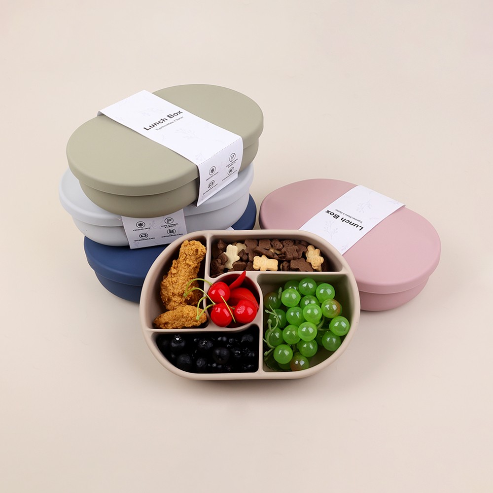 1200ml Silicone Bento Box With 5 Compartments