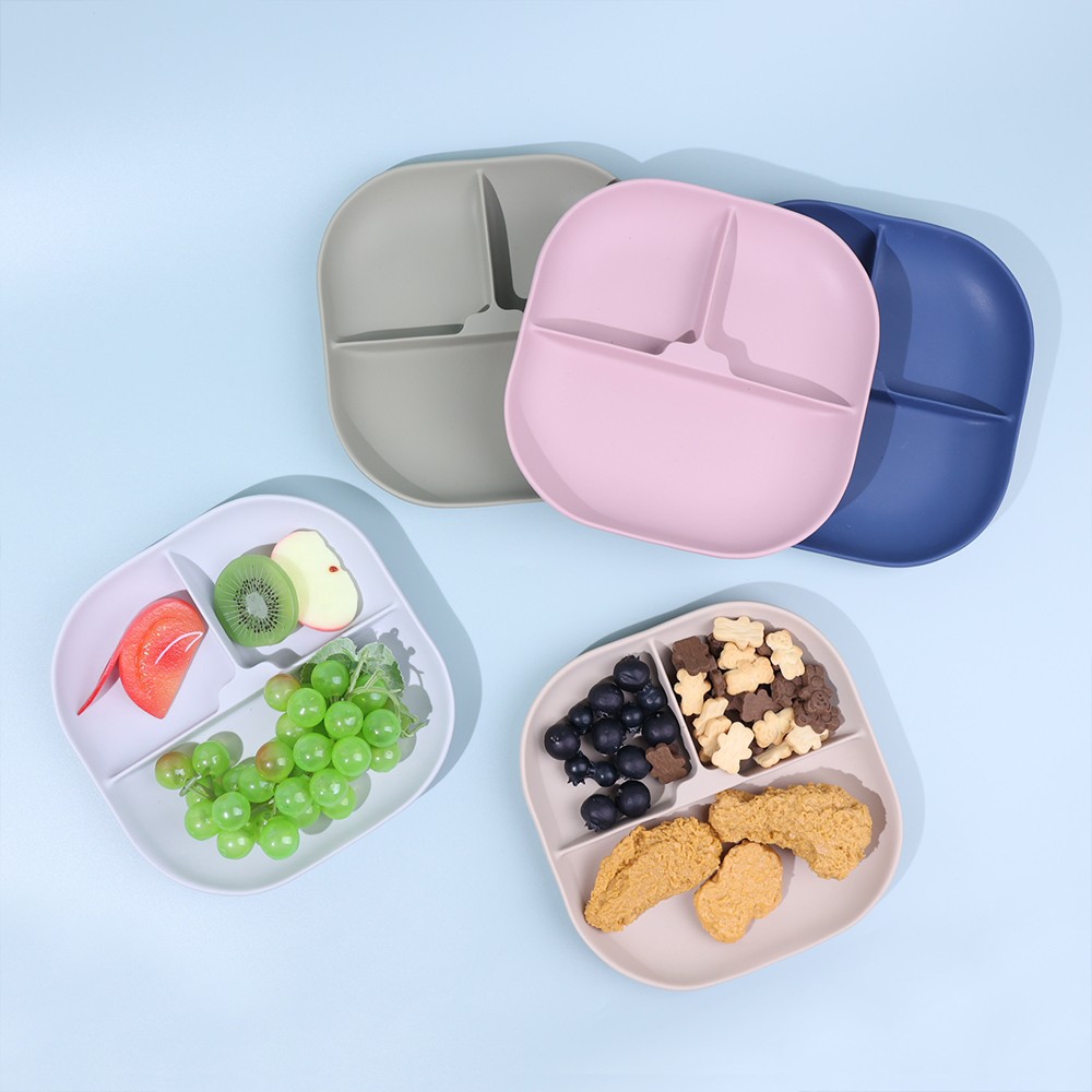Silicone Square Plates with 3 Compartment