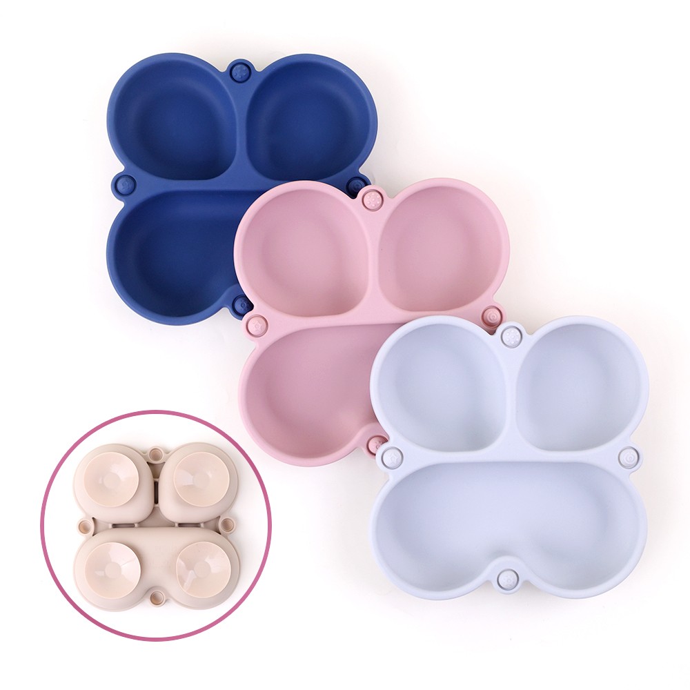 Silicone Butterfly Shape Plates with 4 Suction Cups
