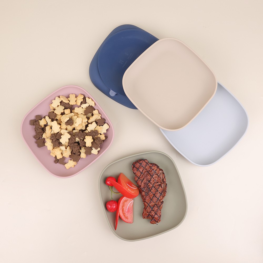 Silicone Square Shape Plate With Suction