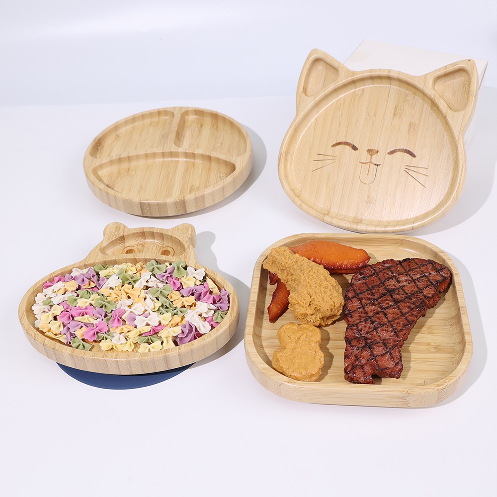 Bamboo Plates with Silicone Suction