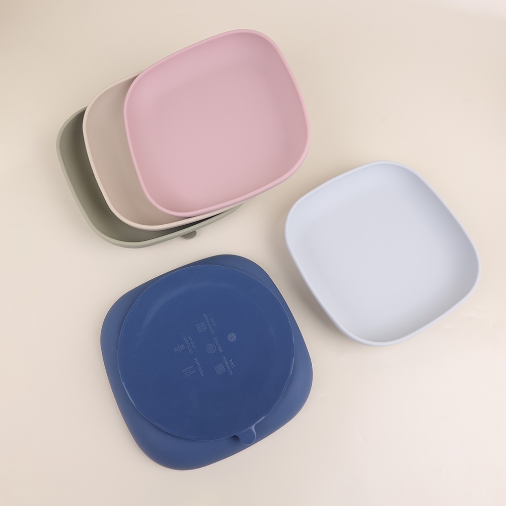 Silicone Square Shape Plate With Suction