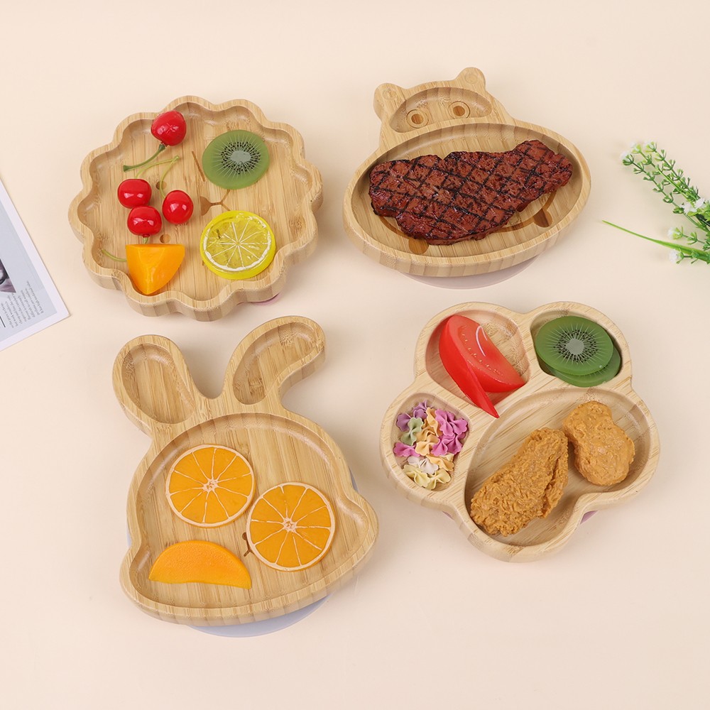 Bamboo Plates with Silicone Suction