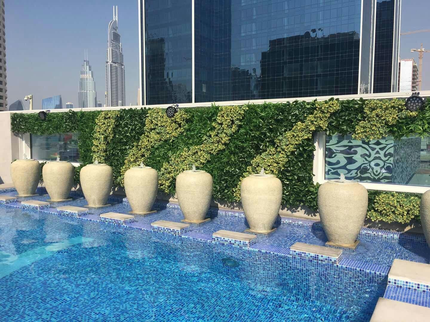Dubai Hilton Hotel flame retardant plant wall