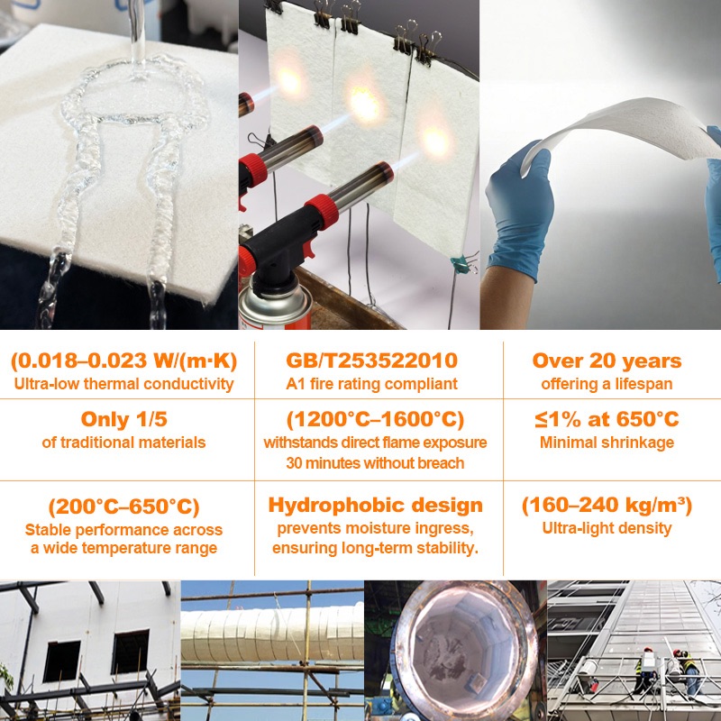 High temperature insulation, fire retardant aerogel, glass fiber insulation, wet-process battery insulation, building insulation material