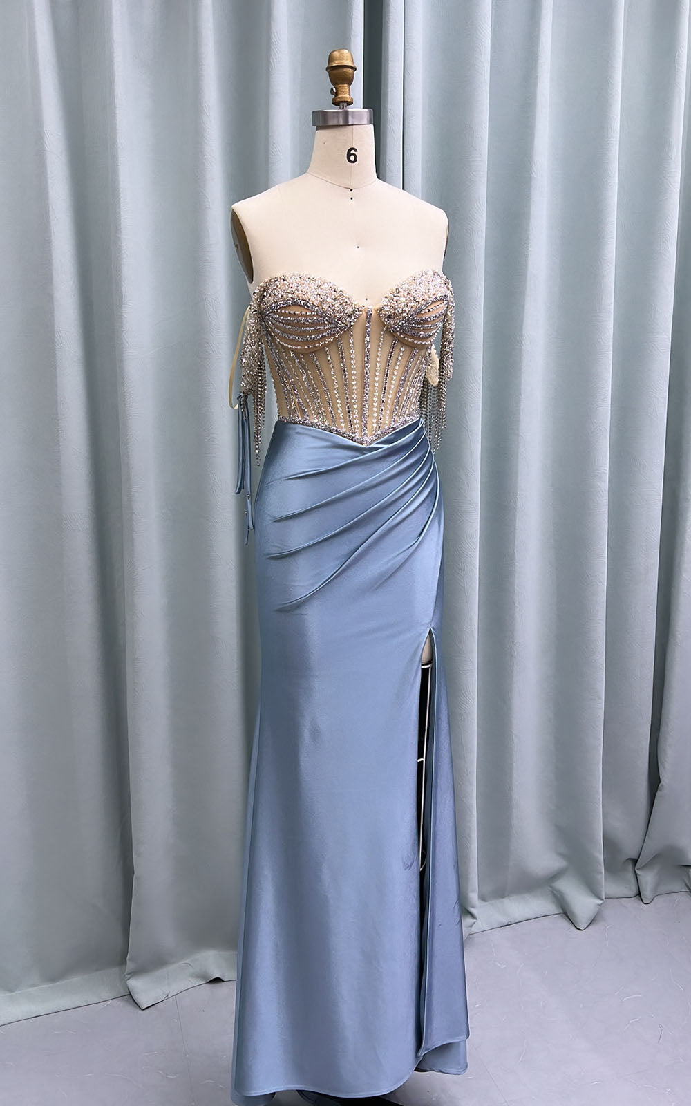 Sapphire Satin Crystal Ball Gown C250522
