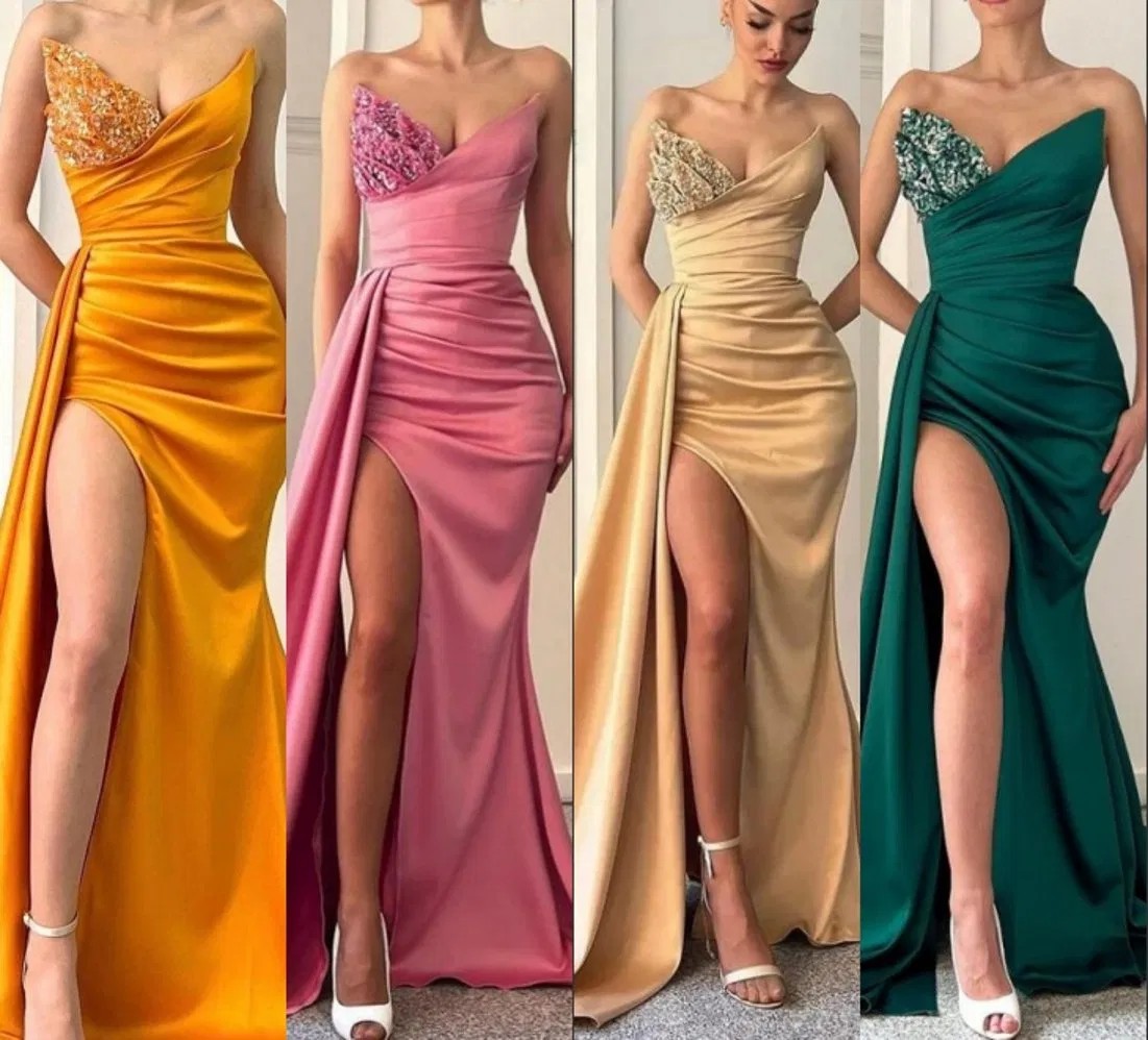 Beaded Satin Fitted Graduation Dress C250520