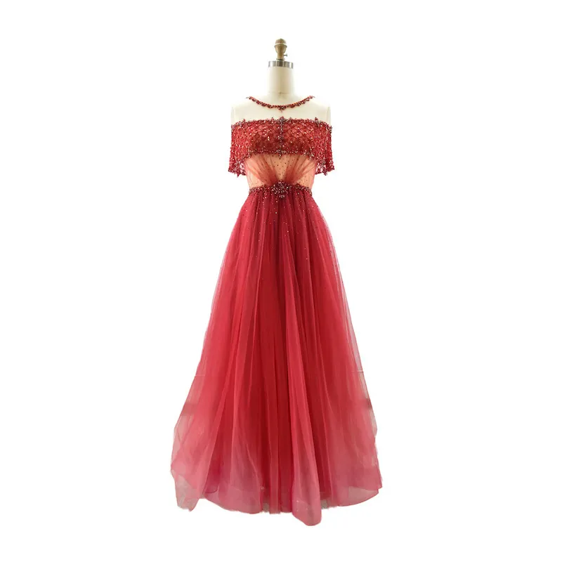 Luxury Red Sequin Mesh Ball Gown C25058