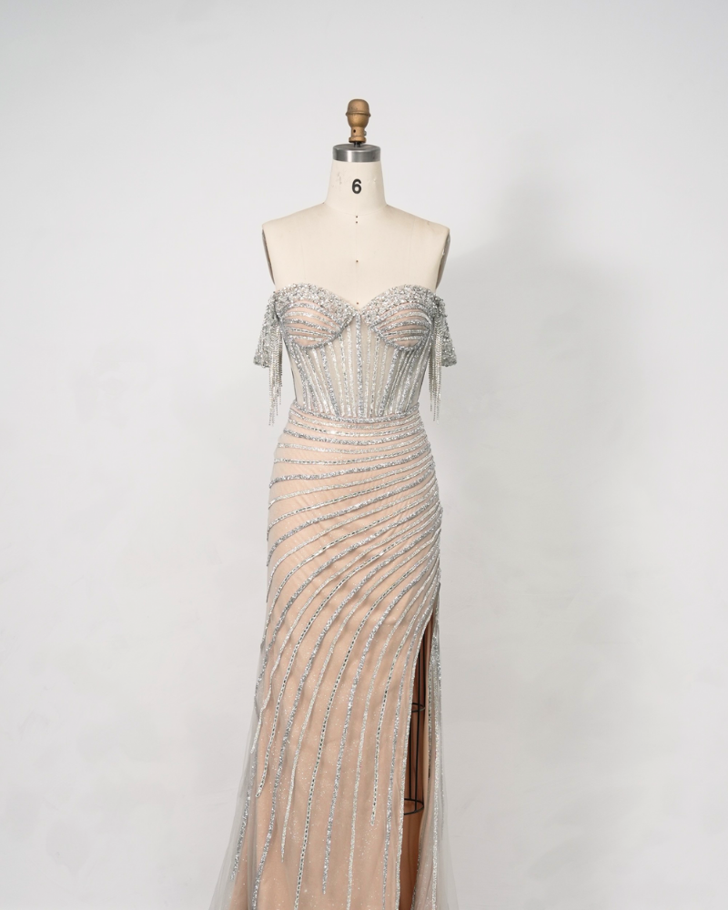 Long Tassel Crystal Hosting Cocktail Dress C250539