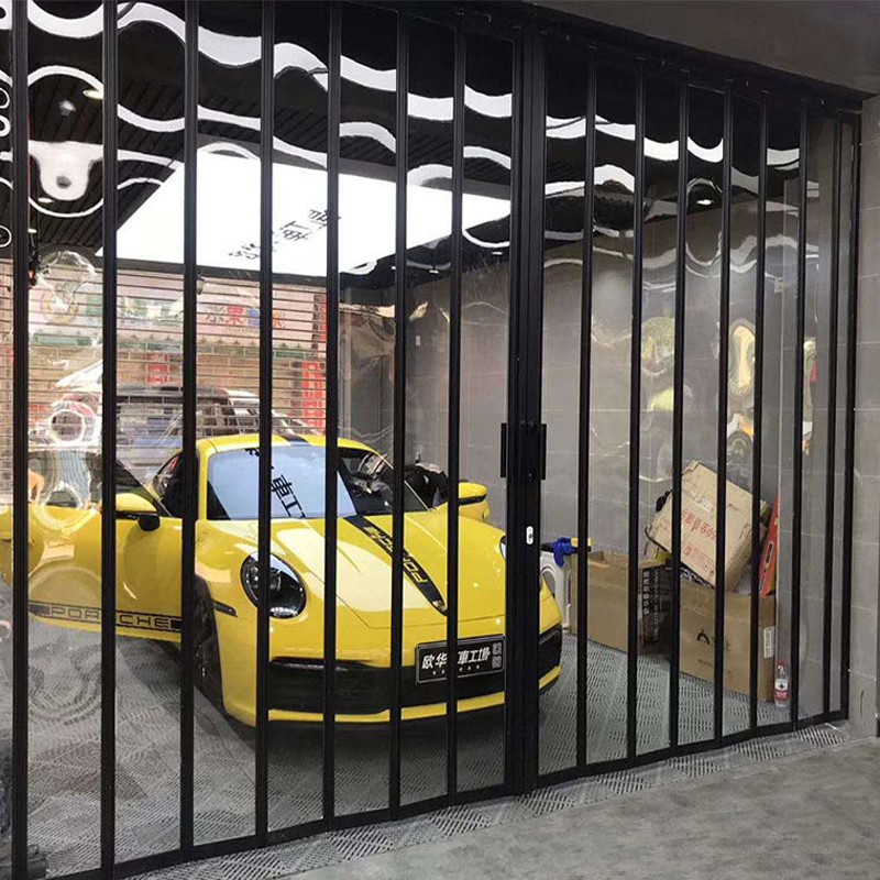 Transparent Polycarbonate Folding Door Black Coated  New Model
