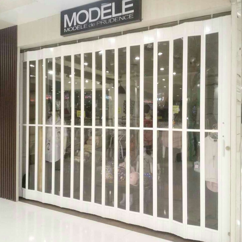 Commercial Clear Polycarbonate Folding Door Wite Coated