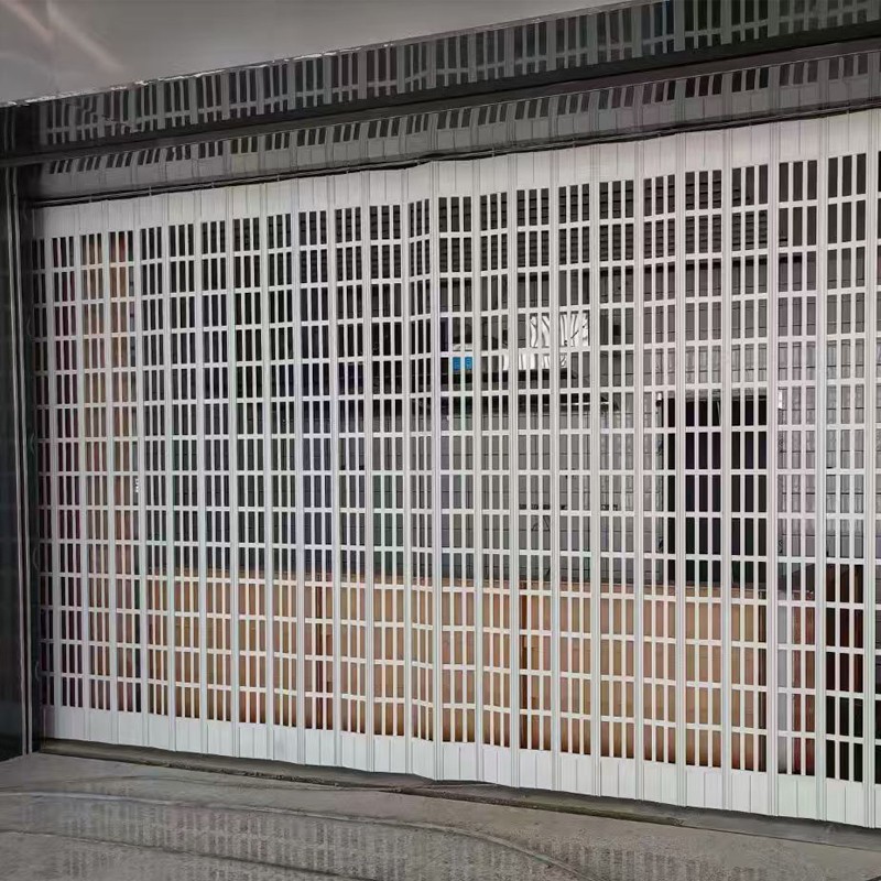 Commercial Aluminum Security Grill Folding Door white coated