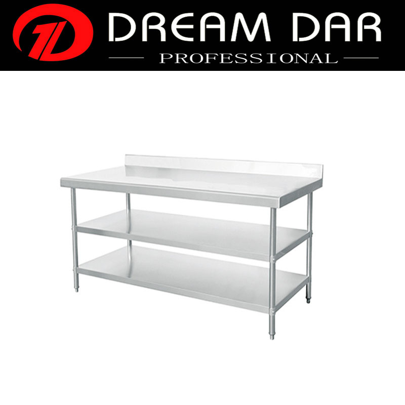 Stainless Steel Kitchen Cooking Work Table 3 Tiers with Back panel