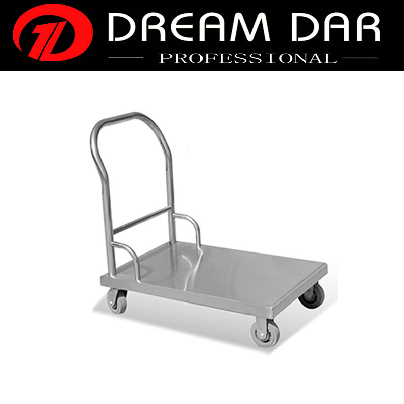 Kitchen Equipment Stainless Steel Heavy Duty Flat Cart Hand Push Trolley