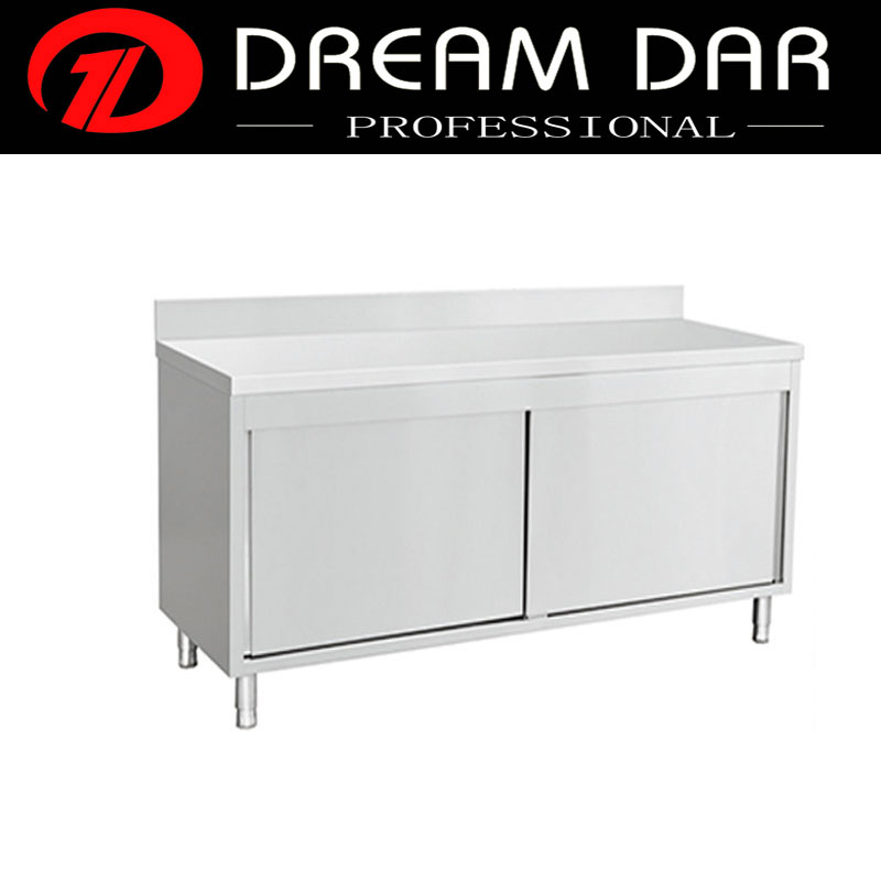 Assemble Stainless Steel Kitchen Storage Cabinet with Single Sliding Door and Backsplash